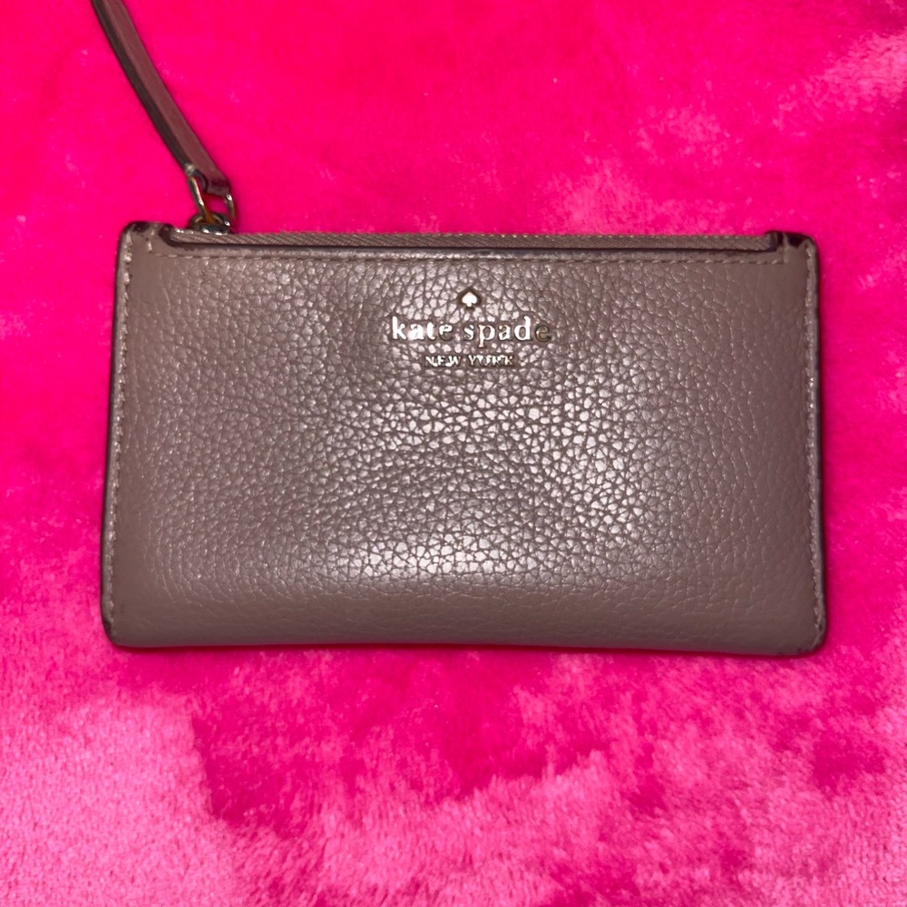 Kate Spade Taupe Leather Wristlet Wallet